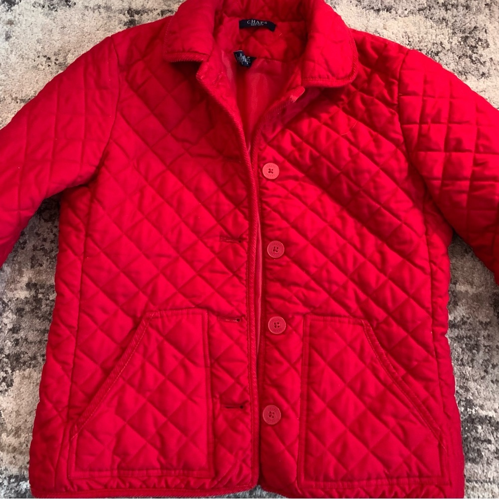 Chaps Red Jacket with Diamond Quilting - Picture 2 of 7